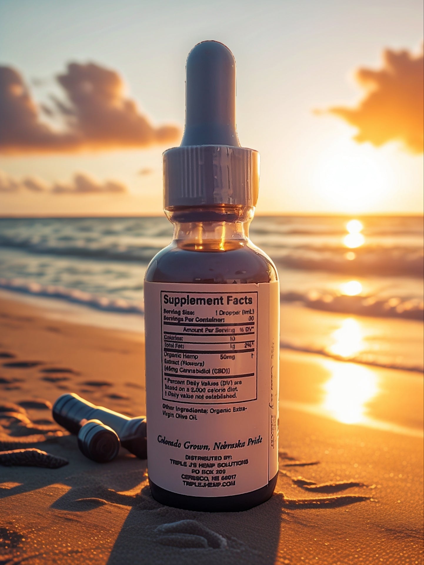Triple J's 45mg CBD Organic Tincture - Broad Spectrum Wellness Elixir, 1oz, for everyday wellness routines.
