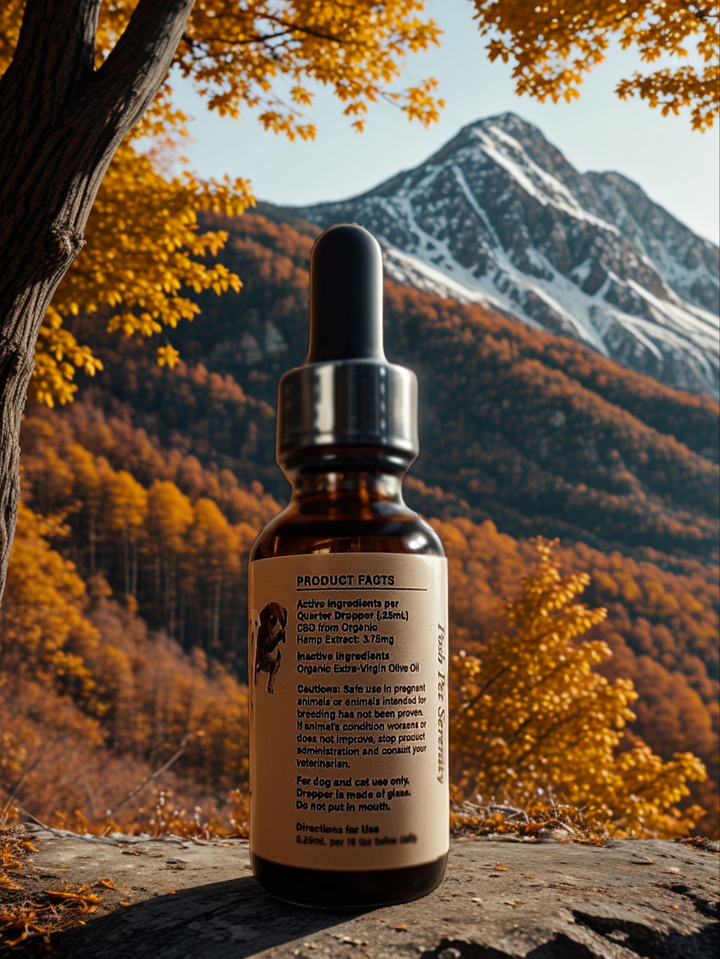 Happy dog enjoying Triple J's Hemp Solutions CBD tincture, demonstrating the calming effects of the broad spectrum formula.